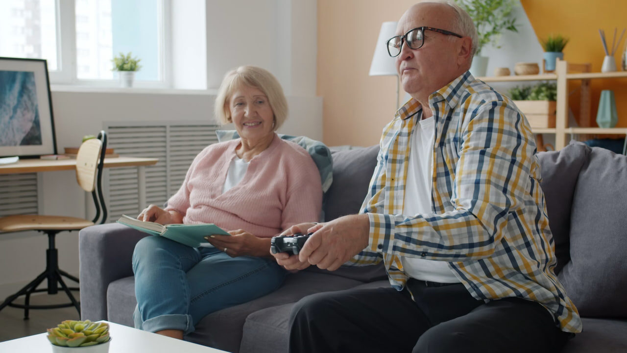 An older couple resting at home
