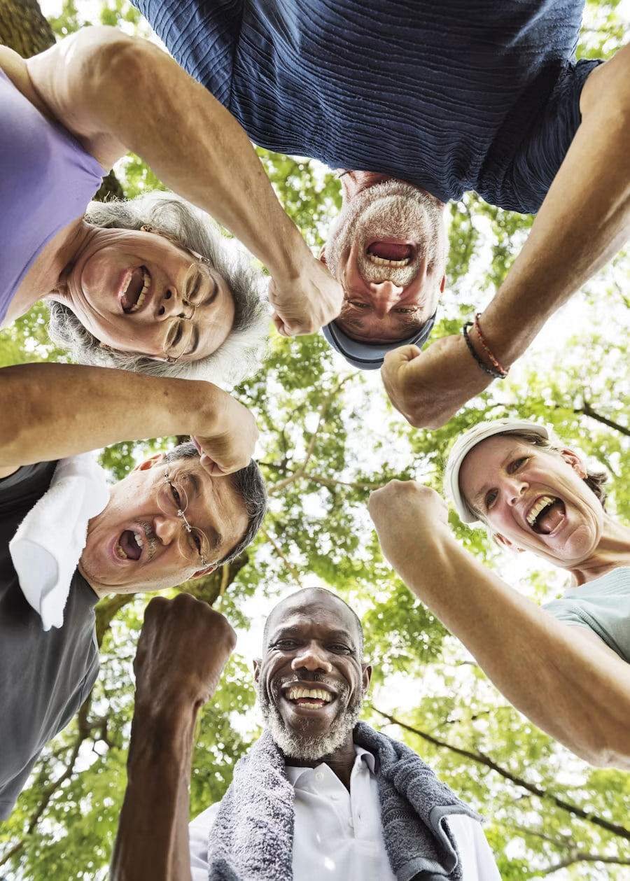 Older friends after exercise